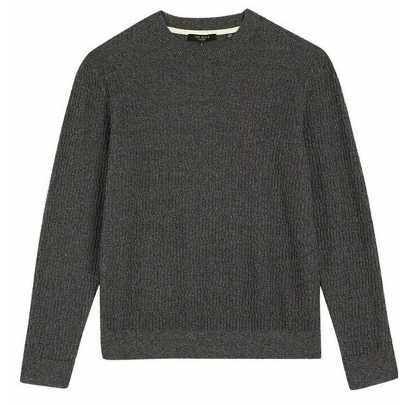 Ted Baker Other - Ted Baker London Sweater Mens Medium Grey Agarr Textured Ribbed Crew Pullover